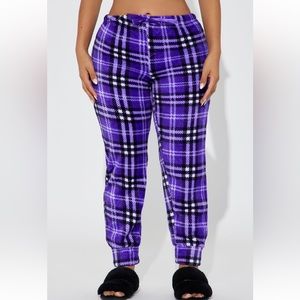 Fashion Nova Purple Plaid PJ Jogger Pants